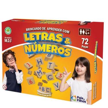 Imagem de Jogo Educativo Brincando De Aprender Com Letras E Numero MDF - Pais e 