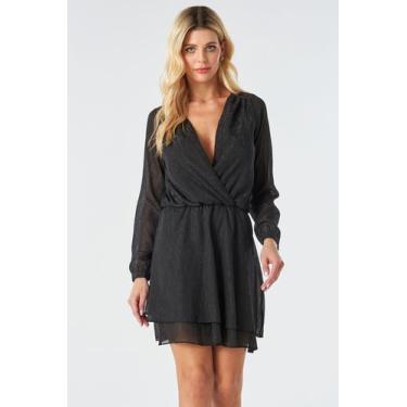 Imagem de Vestido Curto PKS Manga Longa Fios Lurex Preto, GG