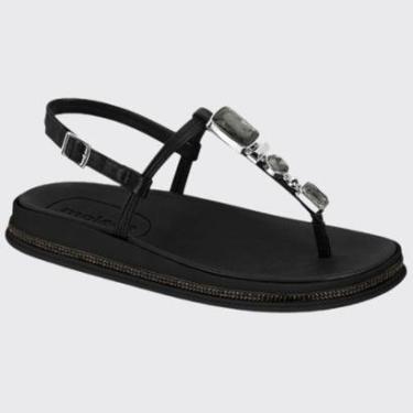 Imagem de Sandália Feminina Rasteira Papete Tiras Pedrarias Moleca 5509.204.11201-Feminino