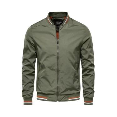 Imagem de Jaqueta masculina elegante slim fit, jaqueta outono à prova de vento e