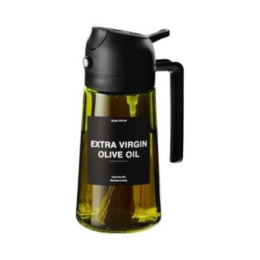 Imagem de Dispensador De Azeite De Vidro Verde Escuro 16oz 2 Em 1 Spray E Garraf