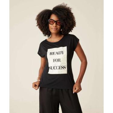 Imagem de Blusa Feminina Estampa Frase Manga Curta Marisa-44044, Preto, P