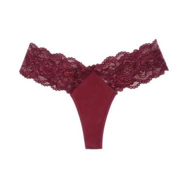 Imagem de Calcinha Sexy De Renda De Cintura Baixa Para Mulheres, G String Respir