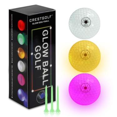 Imagem de Crestgolf Bolas de golfe que brilham no escuro - Bolas noturnas de LED ativadas por luz - com bolsa de armazenamento - Presente divertido de golfe para homens e mulheres