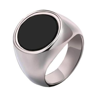 Imagem de Anel Selo Masculino De Aço Inoxidável Preto Quadrado De 12,5mm Estilo 