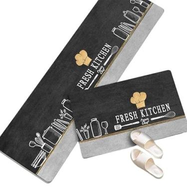 Imagem de Tapete Jogo Passadeira Cozinha Antiderrapante 2 Peças Lavável, Decorativo para Cozinha e Corredor, Ideal para Casais e Famílias(ESTAMPA 1)