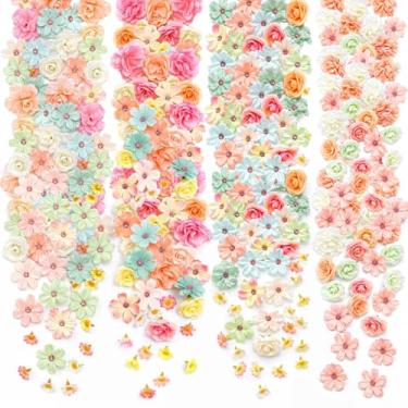 Imagem de Geosar 120 peças de flores artificiais a granel mini flor de seda para artesanato, flores pequenas falsas, decoração de arranjo floral para decoração de primavera faça você mesmo, guirlanda de