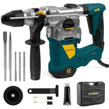 Imagem de Enventor Broca de martelo rotativo resistente SDS-Plus 13A de 3,8 cm para pedra de concreto, broca de martelo de demolição elétrica de embreagem de segurança com 4 funções, controle de vibração