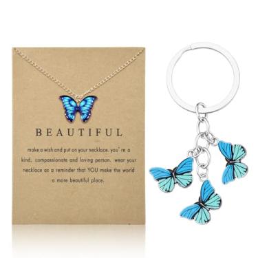Imagem de Sisadodo Presentes de aniversário de Natal para mulheres, meninas, colares com pingente de borboleta para amigas, filhas e netas, Azul 5, P
