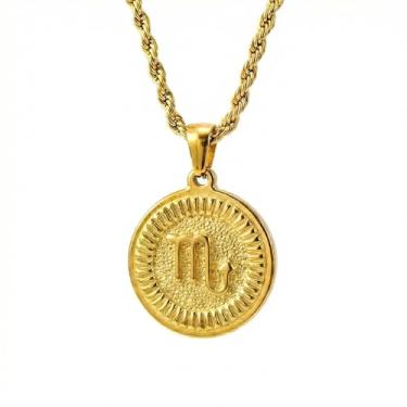 Imagem de Colar com pingente de constelação banhado a ouro 18K, corrente de corda ajustável, impermeável e antioxidante, colares do zodíaco masculino e feminino, embalagem de caixa de presente, presente de