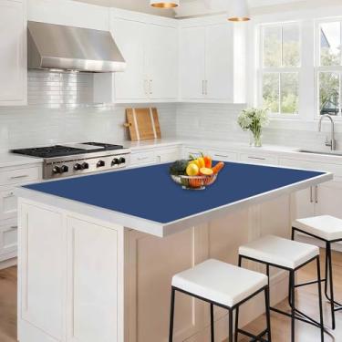 Imagem de Tapete de silicone grande de 120 cm x 80 cm para balcão de cozinha, protetor de bancada antiderrapante resistente ao calor de 1,5 mm, tapete de silicone impermeável para ilha de cozinha, azul escuro