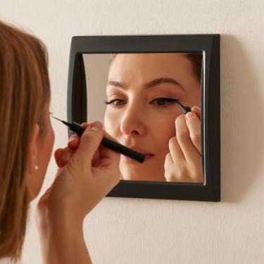 Imagem de Espelho Com Ventosa Box Para Portátil Barbear Maquiagem Banheiro (Preto)