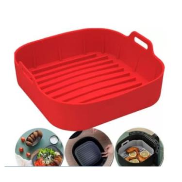 Imagem de Kit 3 Cestos de Silicone para Air Fryer | Forma Antiaderente para Fritadeira Elétrica | Acessório Reutilizável até 230°C(Quadrado,3)