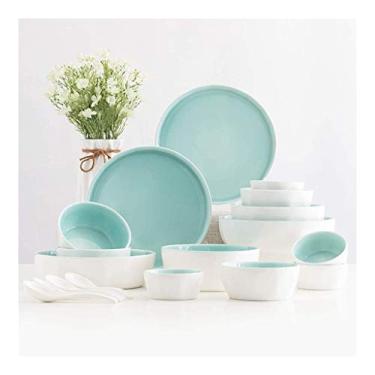 Imagem de Conjunto de jantar de cerâmica, serviço de cozinha e jantar, porcelana fina, conjunto de utensílios de jantar, apitizador, prato de sobremesa, tigelas, pratos e tigelas para piquenique, trailer