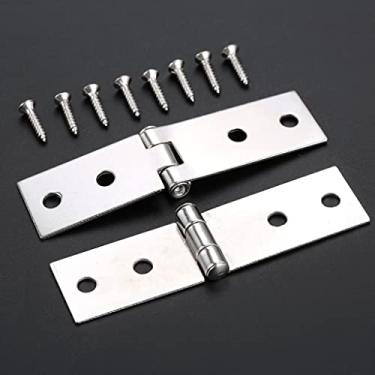 Imagem de U5GAAALPPQ9 2 peças dobradiças para porta de armário 4 furos joias caixas de madeira dobradiças decoração de móveis com parafusos 74 x 20 mm