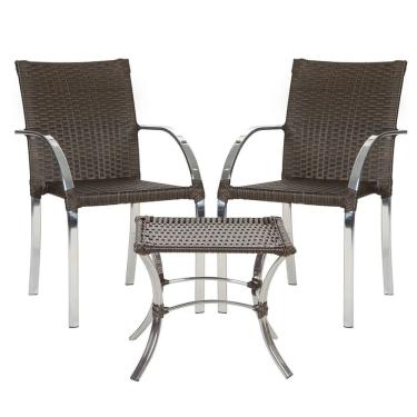 Imagem de Kit 2 Cadeiras com Mesa Baixa Decore Mobília Ascoli Pedra Ferro