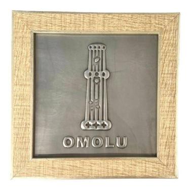 Imagem de Quadro Orixá Omolú Em Aço E Madeira Carvalho 16,5X16,5Cm