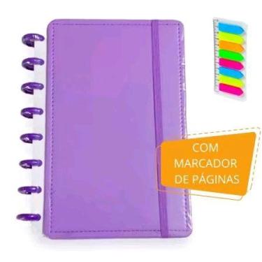 Imagem de Caderno Inteligente com 10 Discos Reutilizáveis, 80 Folhas Destacáveis, Capa Dura, Régua Marcadora e Marcador Colorido (Lilas)