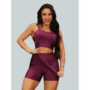 Imagem de Conjunto Short Saia Academia Saia Beach Tennis Com Short Interno Donna Martins-Feminino