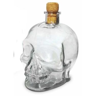 Imagem de Garrafa de Vidro Bebida formato Caveira 750 ML Brasfoot, transparente