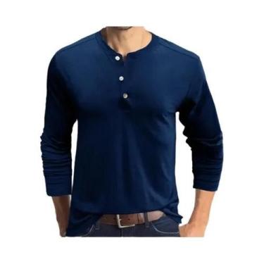 Imagem de Camiseta Casual Masculina De Manga Longa Henry 2026, Top Minimalista D