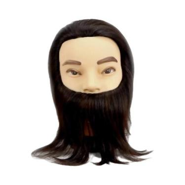 Imagem de Cabeça De Manequim Masculina Com Cabelo Humano Real E Barba Para Trein