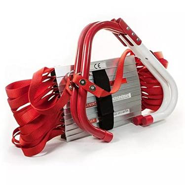 Imagem de Escada de escape de incêndio retrátil portátil de 8,5 m para casas de 2 a 6 andares, escada de alumínio de emergência com degraus largos para saídas seguras de janela para adultos e crianças