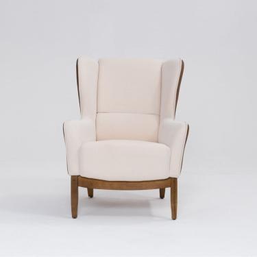 Imagem de Poltrona para Sala de Estar Base em Madeira Milena Mescla Terracota / Pérola