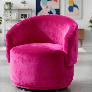 Imagem de Poltrona Decorativa Giratória Sala de Estar Recepção Suede Jasmine Pink