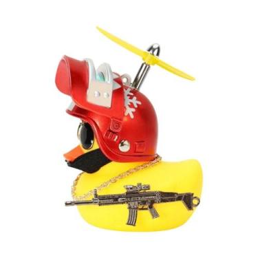Imagem de Pato De Borracha Amarelo E Preto Com Hélice Para Capacete De Bicicleta