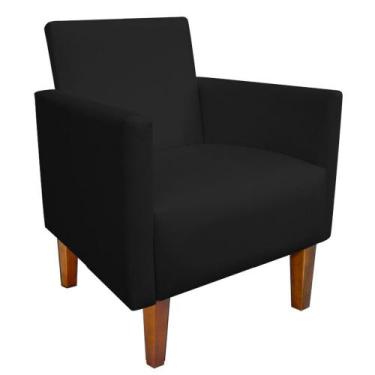 Imagem de Poltrona Decorativa Compacta Jade material sintético Preto com Pés Cas