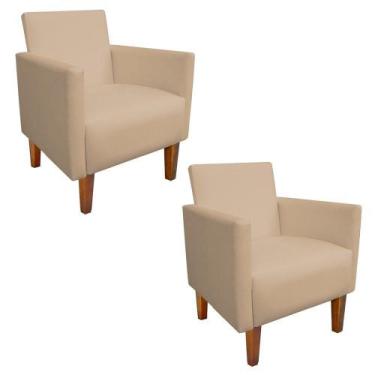 Imagem de Kit 02 Poltrona Decorativa Compacta Jade material sintético Bege com P