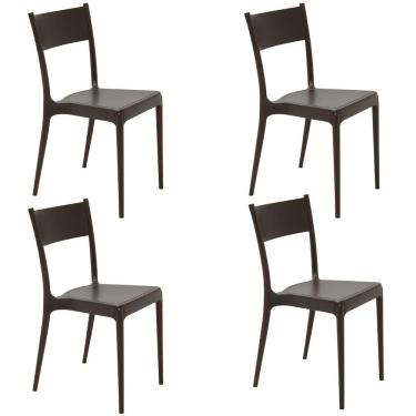 Imagem de Conjunto com 4 Cadeiras Tramontina em Polipropileno Eco Diana Marrom 92030419