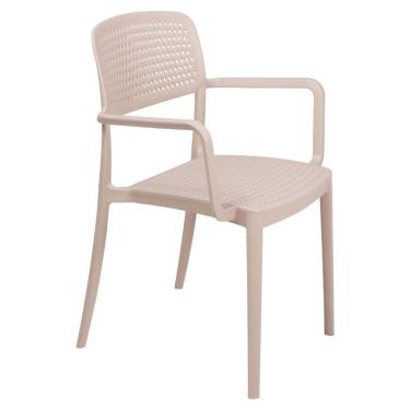 Imagem de Cadeira Tramontina Serena Com Braços Areia Empilhável Em Polipropileno Com Proteção Antimicrobiana