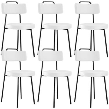 Imagem de Kit 06 Cadeiras Decorativas Estofada Para Sala De Jantar Barcelona L02 Facto Branco - Lyam Decor
