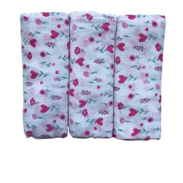 Imagem de Kit 3 Fralda de Pano Ombro Bebê 100 Algodão Enxoval Maternidade - Teci