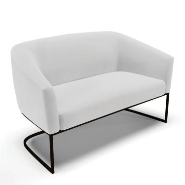 Imagem de Sofá Namoradeira 2 Lugares Base Industrial Preto Stella Linho D03 - D'rossi Cor A05 Cinza