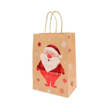 Imagem de Sacolas De Papel Kraft Para Presentes De Natal Do Papai Noel 2024, Emb
