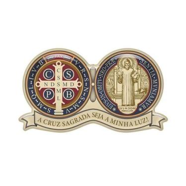 Imagem de Adesivo Resinado Medalha São Bento A cruz sagrada seja a minha luz 9 c