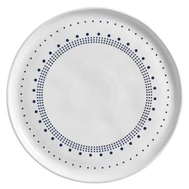 Imagem de Prato Raso de Cerâmica Porto Brasil 27,5cm Stoneware Branco e Azul Bio