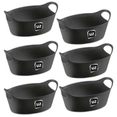 Imagem de Kit 6 Cestos para Servir Porções Batata Frita Petiscos Preto Lanchonet