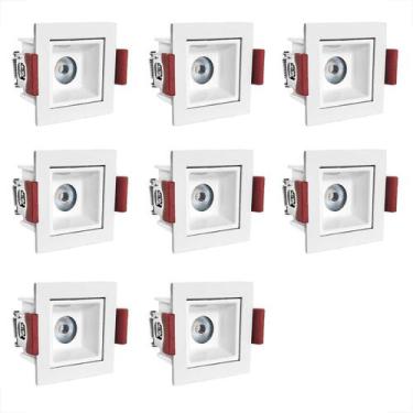 Imagem de 8 Spot Mini Dowlight Led Embutir 3000K Quadrado Branco Bet55 - Acende 