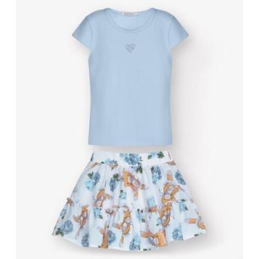 Imagem de Conjunto Blusa com Saia Menina Trick Nick Azul, 3, Azul