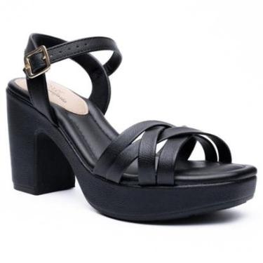 Imagem de Sandália Plataforma Modare Tiras Cruzadas Feminina - Preto - 36-Feminino