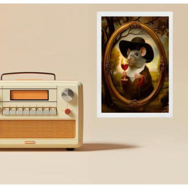 Imagem de Quadro Decorativo Ratinho Vintage 24X18Cm - Com Vidro - Quadros On-Lin