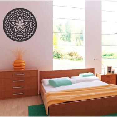Imagem de Adesivo Decorativo Para Sala Parede Vidro Mandala Com Flores