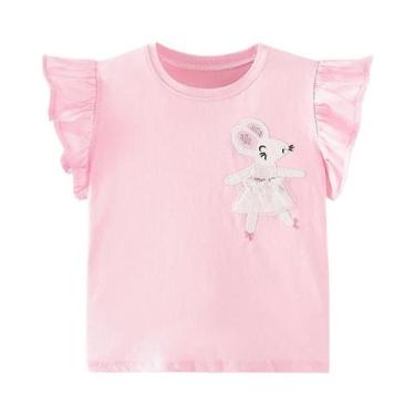 Imagem de Camisetas De Algodão Com Bordado De Rato Para Meninas, Camisetas De Ve