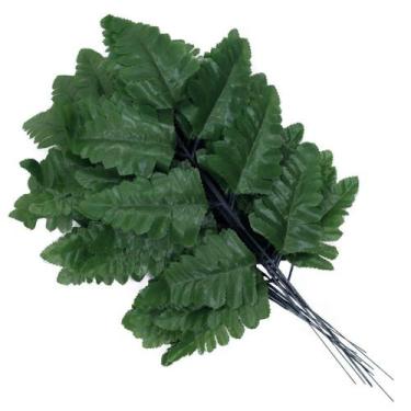 Imagem de 12 Galhos Samambaia Escura Folha Artificial Talo Verde 42cm - Gici Dec