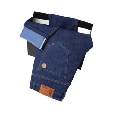 Imagem de Calças Jeans Masculinas Azul Claro De Algodão Para Negócios E Casual, 