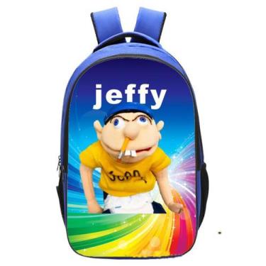 Imagem de Mochila Jeffy Boy Kids School Poliéster Impressão 3D 26x14x34cm - yiwe